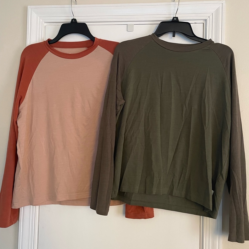 Nui Organics shirts (2) size L merino wool lyocell blend